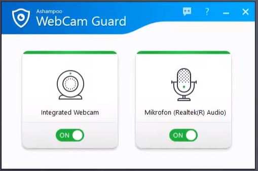Ashampoo WebCam Guard GUI